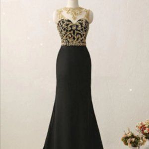 Sheer Girl Black Mermaid Prom Dress